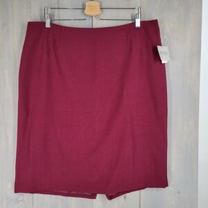 Kasper Womens Burgundy Skirt Size 18 Knee Length Back Slit Lined Career Office